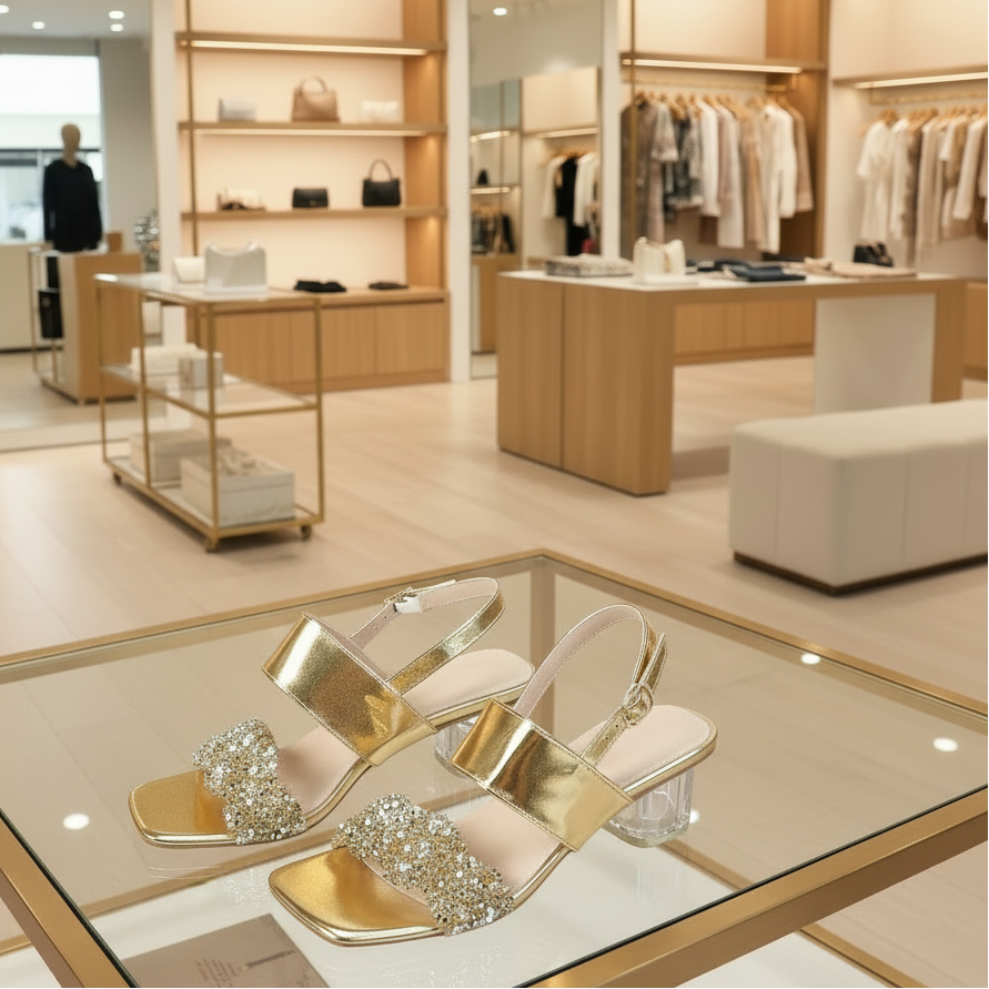 Vera Acrylic Block Heel Rhinestone Sandals