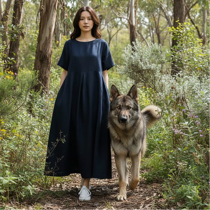 Plus Size Linen A-Line Maxi Dresses