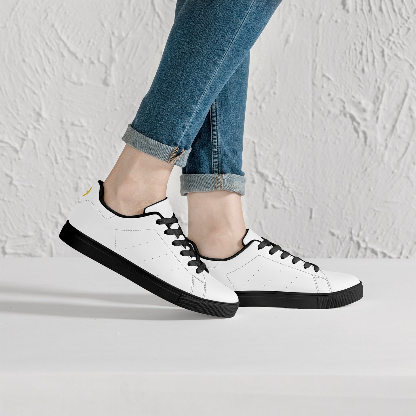 White Classic Low-Top Jensen Leather Sneakers