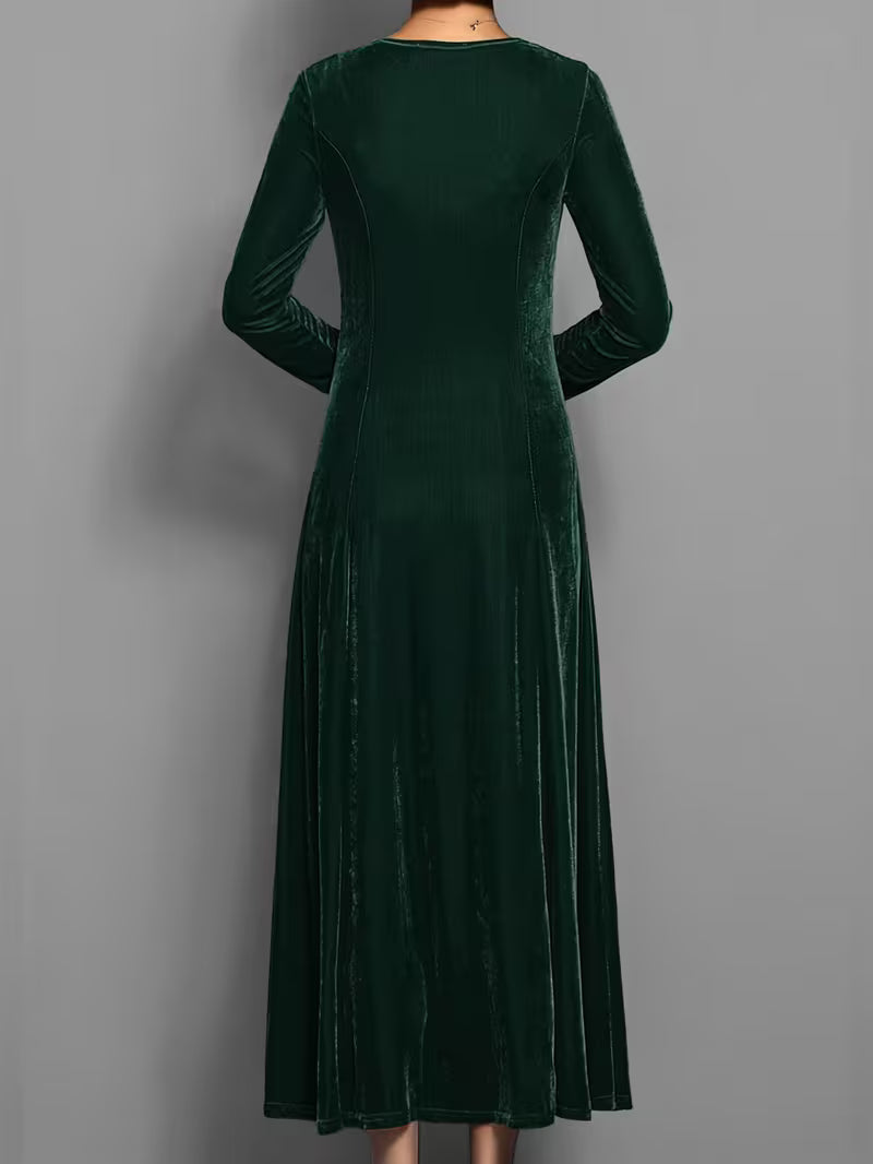 Velvet 3/4 Sleeve Midi Dress