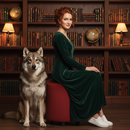 Velvet 3/4 Sleeve Midi Dress