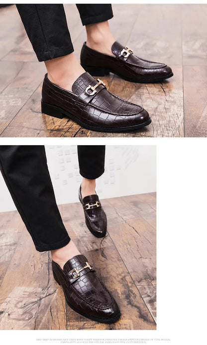 Italian Alligator Print Leather Loafers