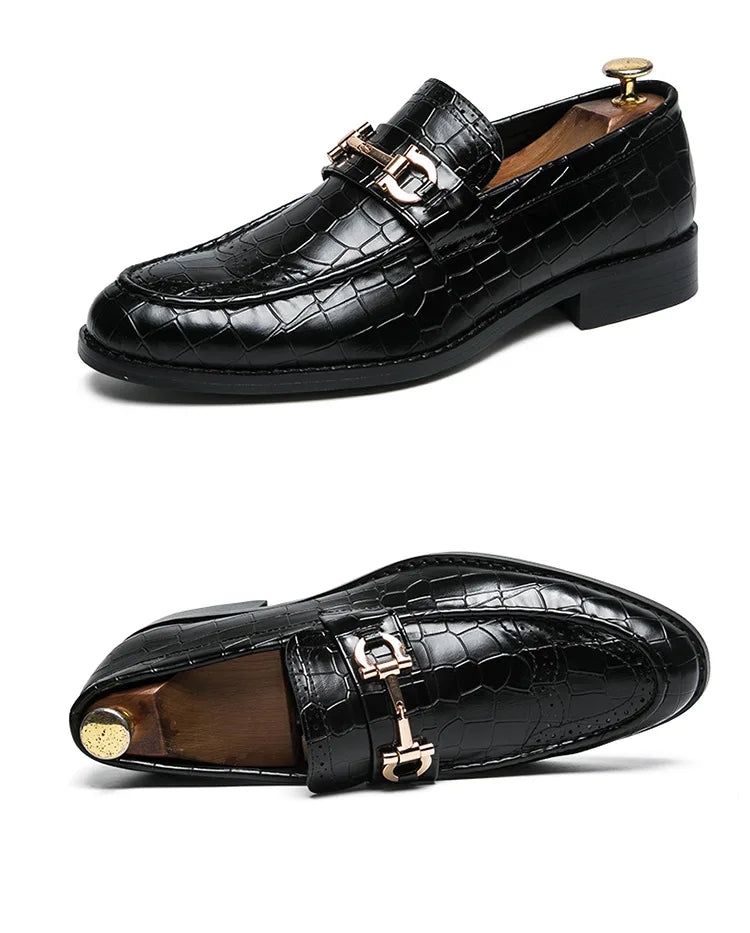 Italian Alligator Print Leather Loafers