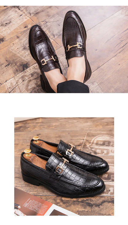 Italian Alligator Print Leather Loafers