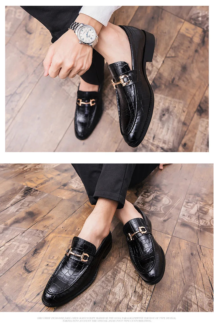 Italian Alligator Print Leather Loafers