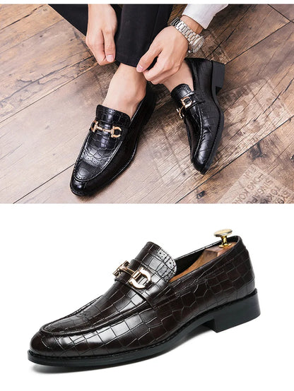 Italian Alligator Print Leather Loafers