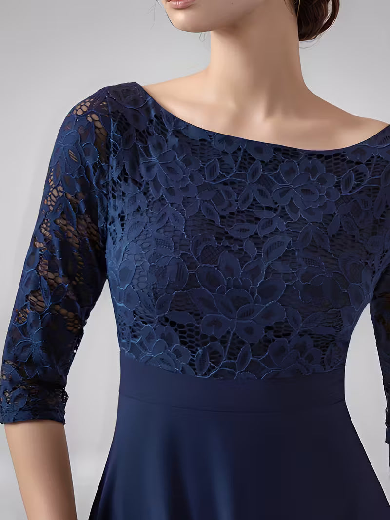 Vogue Chiffon Lace Midi Dress