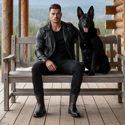 Textured Genuine Leather High-Top Cowboy Boots