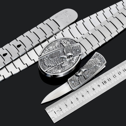 Tactical Stainless Steel Self-Defense Belt and Buckle Knife