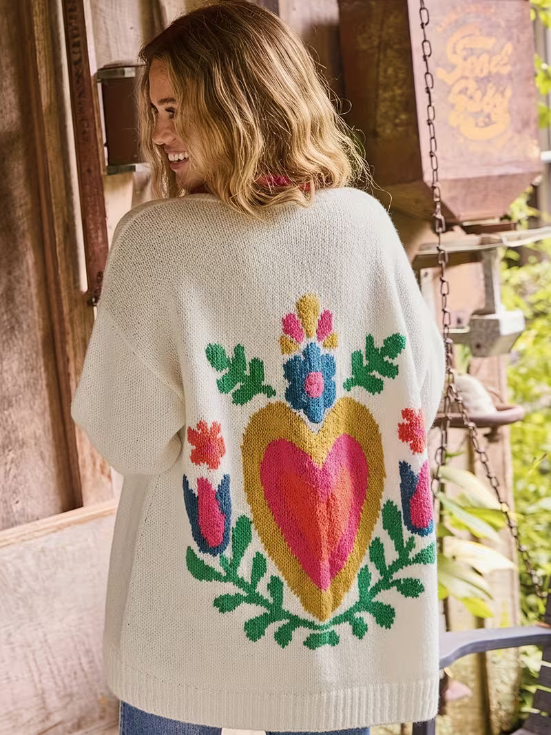 Chic Heart Knit Cardigan Coat