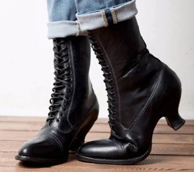 Victorian Retro Lace-Up Boots