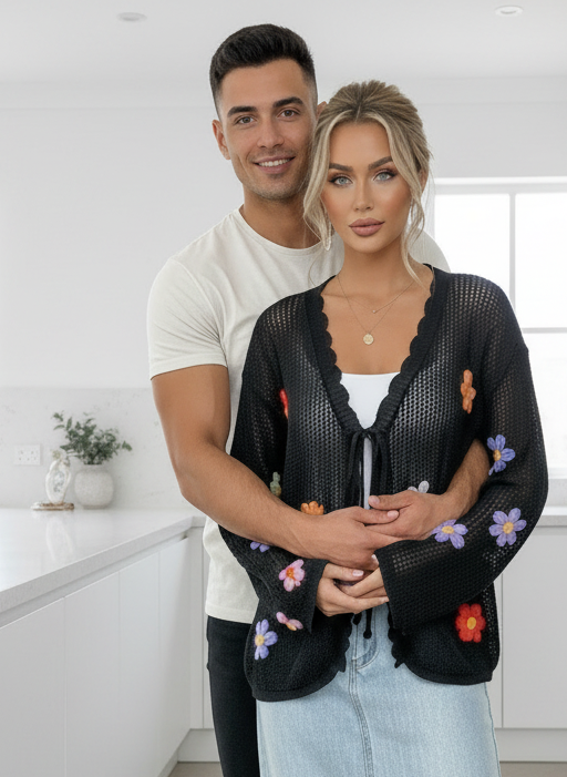 Plus Size Floral Applique Cardigans