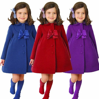 Girls' Wool Blend Bow Coats