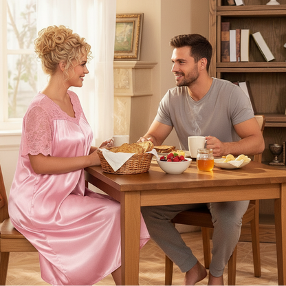 LuxeNights Plus Size Lace and Satin Nightgowns