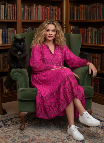 Plus Size Bohemian Long Sleeve Midi Dresses