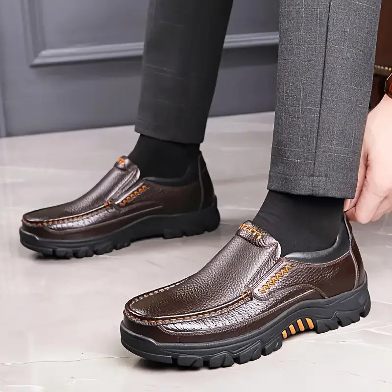 ONYX ASH Genuine Leather Slip-On Dress Shoes