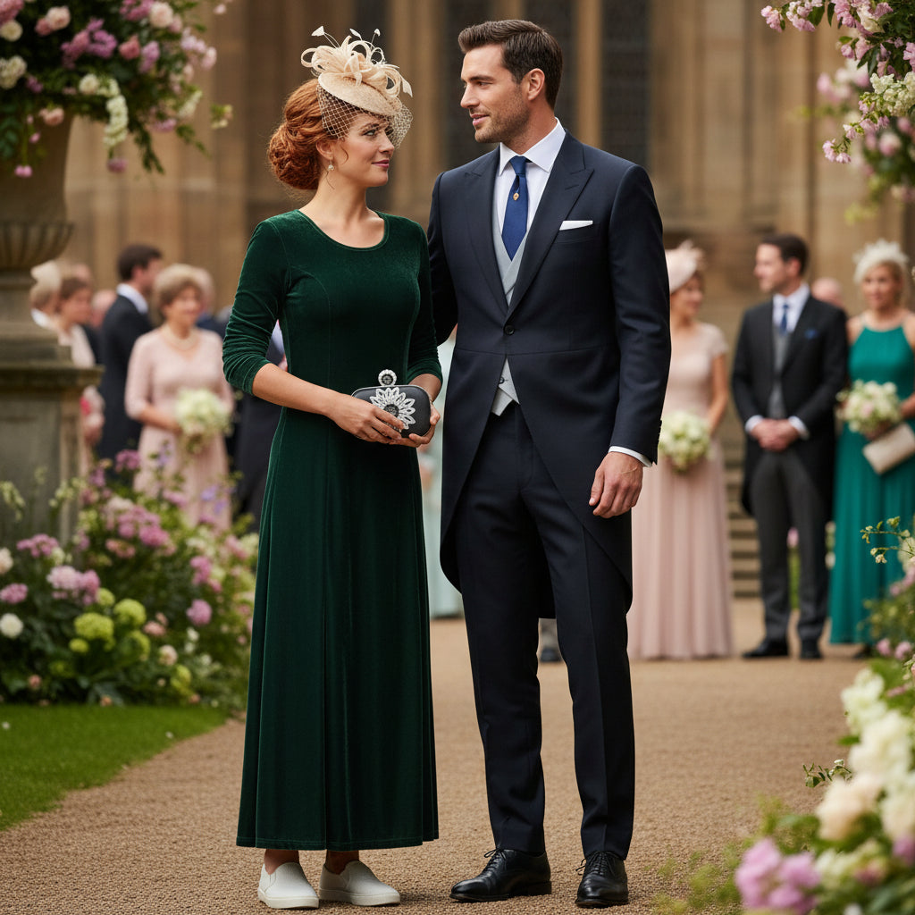 Velvet 3/4 Sleeve Midi Dress