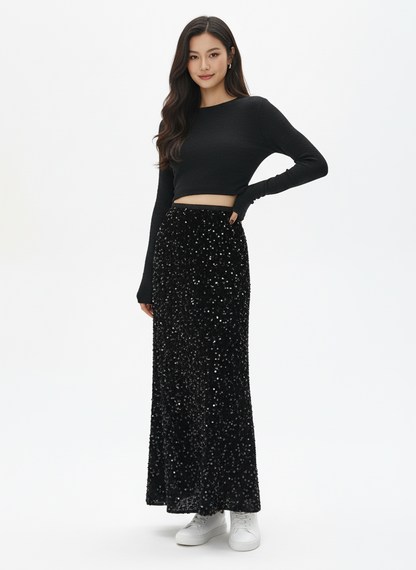 Chic Sequin High-Waist Skirt