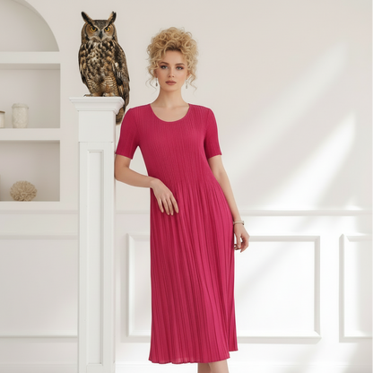 Classic Pleated Polyester Dress