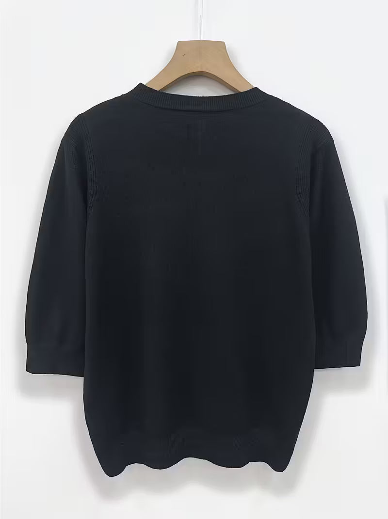 Seraphine Round Neck Short Sleeve Knit Tops