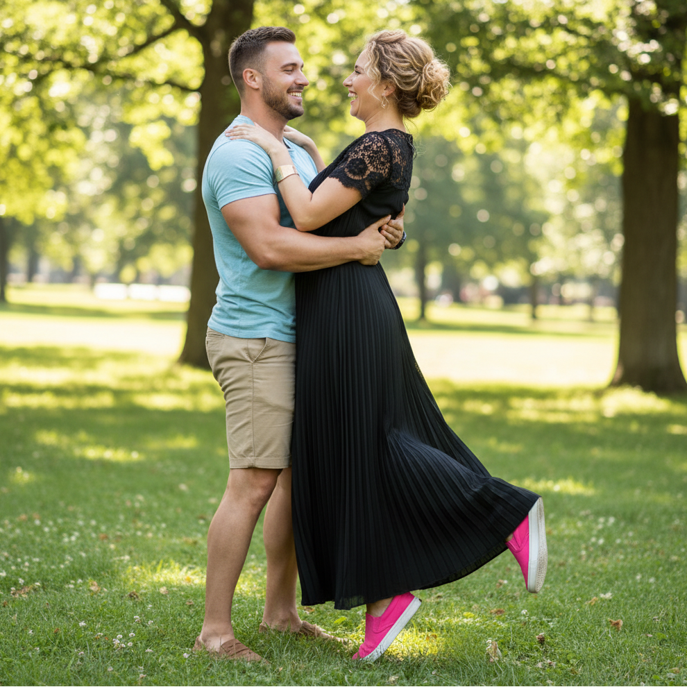 Plus Size Elegant Lace Trim Pleated Dress