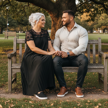 Plus Size Elegant Lace Trim Pleated Dress