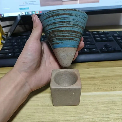 Stoneware Espresso Ceramic Cone Cup and Base