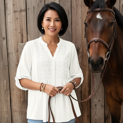 Zanzea Polyester Lace Shirt