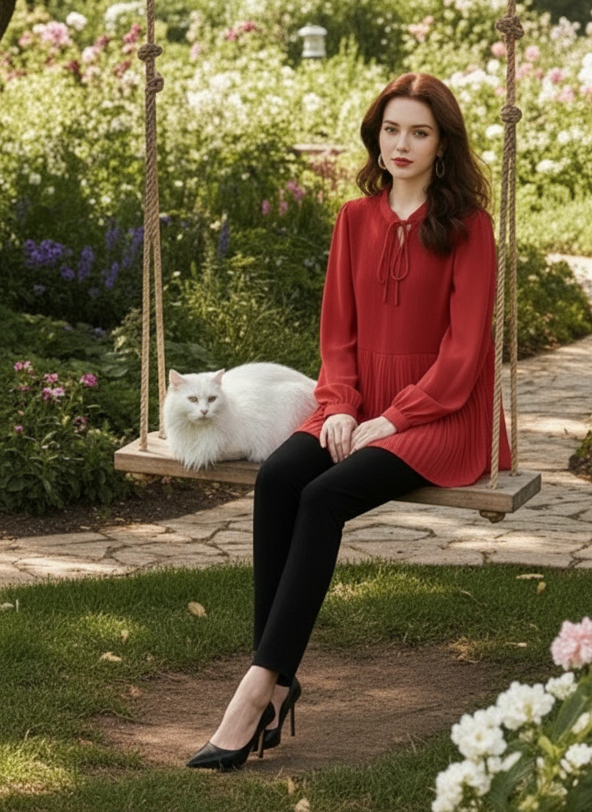 ZANZEA Plus Size Fine Pleated Long Sleeve Top