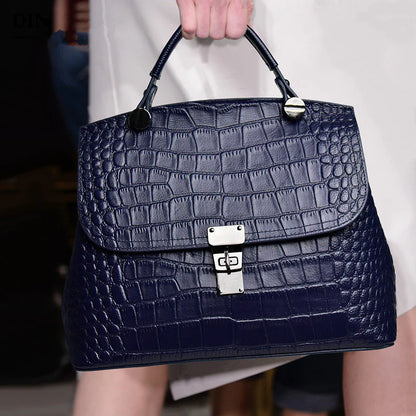 New European Leather Crocodile Crossbody Handbag