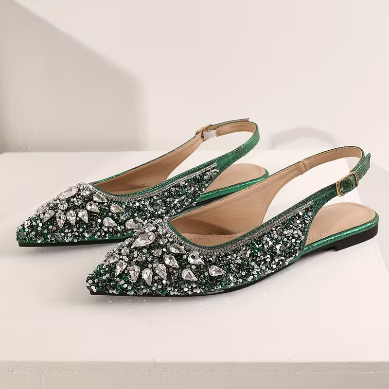 Elegant Rhinestone Luxury Flat Sandals