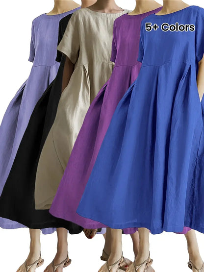 Plus Size Linen A-Line Maxi Dresses