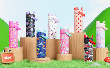 POWCAN Insulated 18oz Non-Slip, Stainless Steel Water Bottles