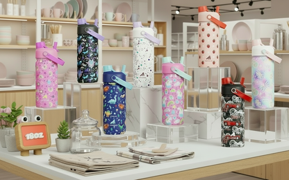 POWCAN Insulated 18oz Non-Slip, Stainless Steel Water Bottles