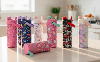 POWCAN Insulated 18oz Non-Slip, Stainless Steel Water Bottles