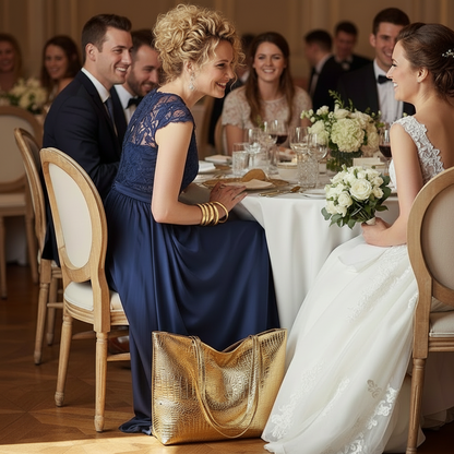 Vintage Metallic Vegan Leather Tote Bag