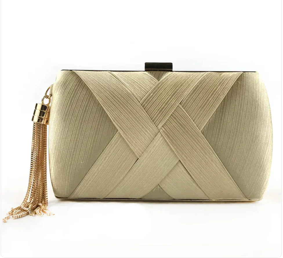 Satin Crisscross Evening Clutch