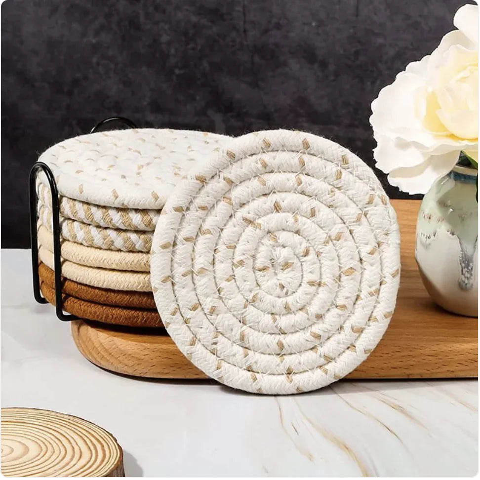 Hand-Woven Cotton Coffee Coasters