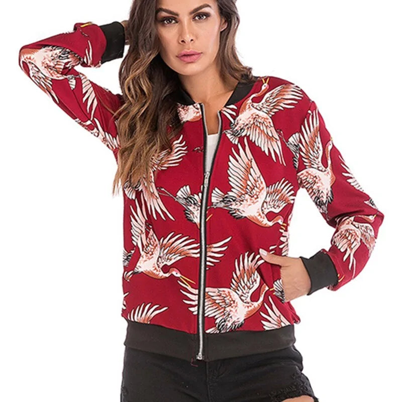 Retro Floral Bomber Jacket