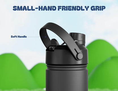 POWCAN Insulated 18oz Non-Slip, Stainless Steel Water Bottles