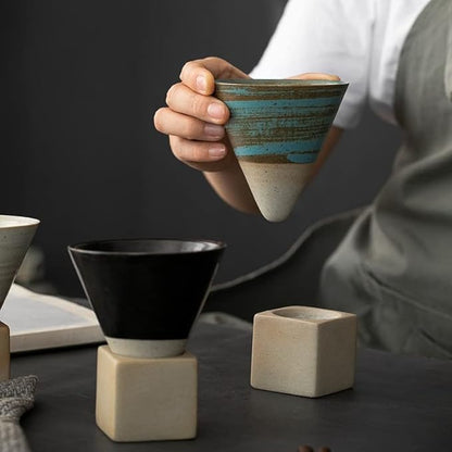 Stoneware Espresso Ceramic Cone Cup and Base