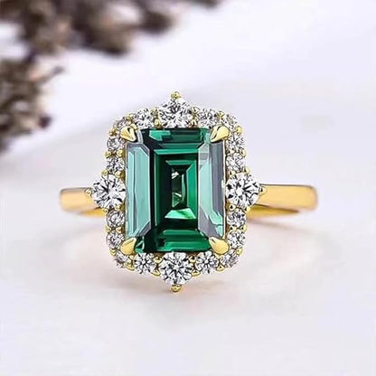 JOVOVASMILE Moissanite Emerald Ring