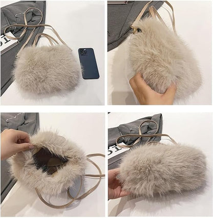 Faux Fox Fur Crossbody Tote Bags