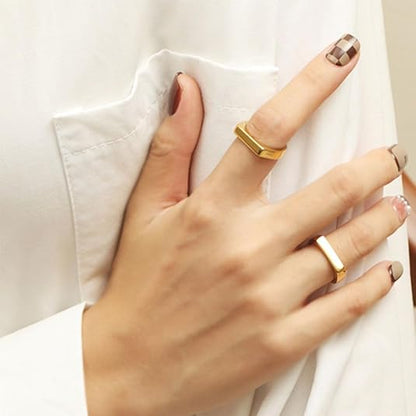 18K Gold Plated Titanium Square Ring