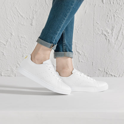 White Classic Low-Top Jensen Leather Sneakers