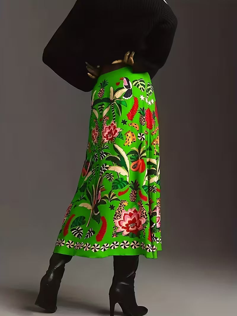 Tropical Rio Floral A-Line Skirt