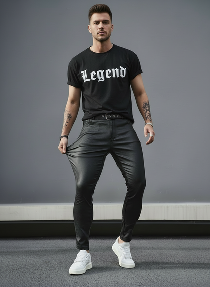 MACCO High-Stretch Vegan Leather Slim-Fit Jeans