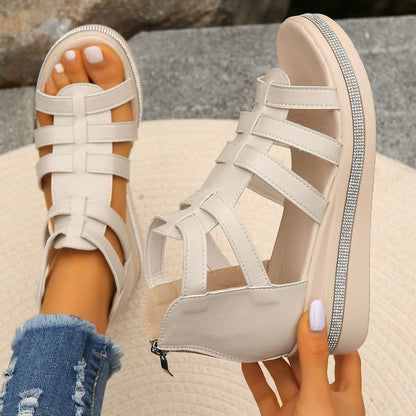 Rhinestone Wedge Platform Sandals