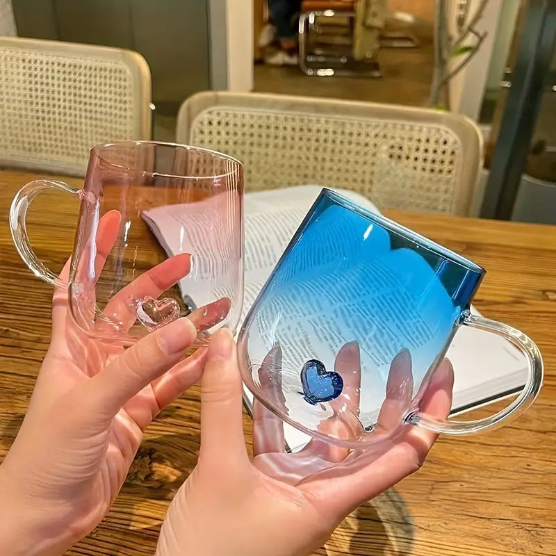 Heart-Shaped Gradient Glass Mugs