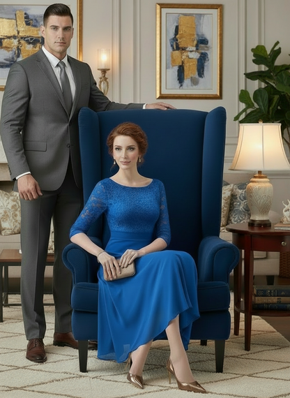 Vogue Chiffon Lace Midi Dress